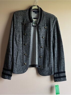 Tommy Hilfiger Charcoal Gray Double-Breasted Military Blazer